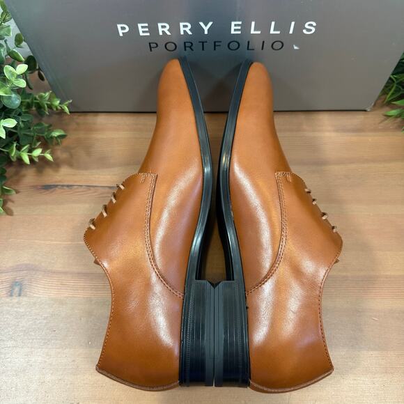 Perry Ellis Portfolio Men's Brown Leather Oxfords Shoes Size 10 - Picture 5 of 7